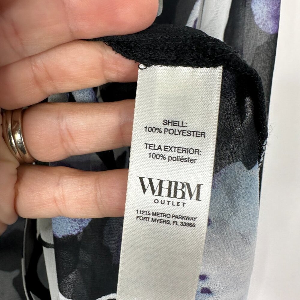 NWT White House Black Market Long Sleeve V-Neck Shirt Abstract Blooms #WHBM31 - Picture 5 of 9